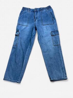 Women's Indigo Rising Blue Cargo Denim Pants - Casual Workwear